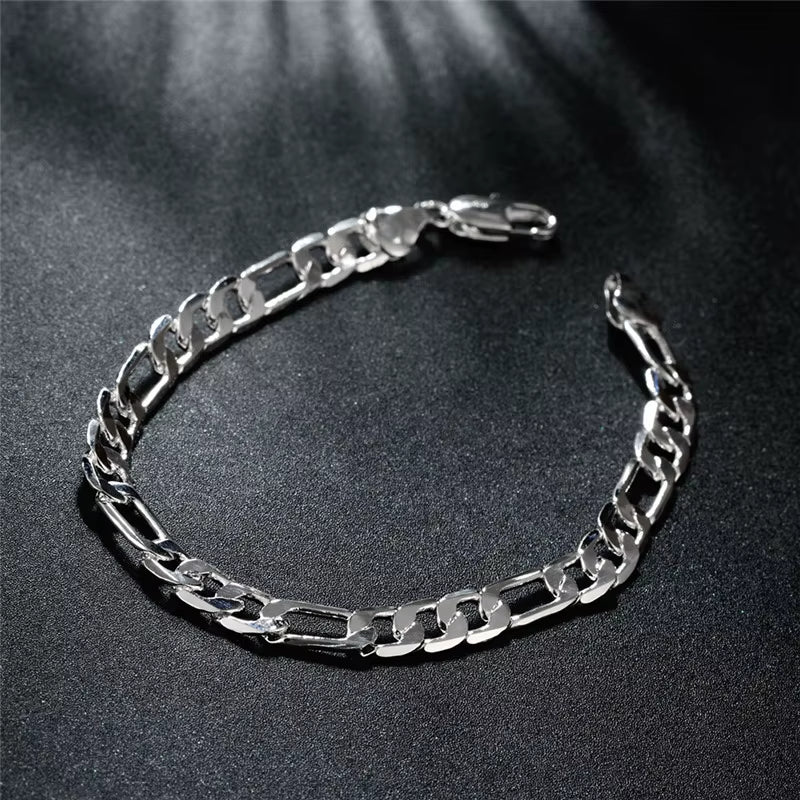 925 Sterling Silver 4Mm/6Mm Classic Man Women Bracelet for Wedding Engagement Party Fashion Jewelry