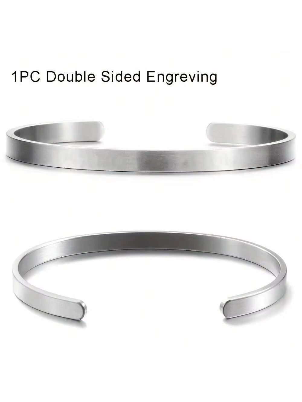 5Mm Customized Coordinates Cuff Stainless Steel Bracelets for Womens Mens Personnalisé Engrave Brushed Matte Adjustable Bangles