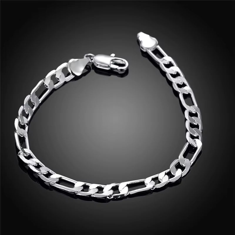 925 Sterling Silver 4Mm/6Mm Classic Man Women Bracelet for Wedding Engagement Party Fashion Jewelry