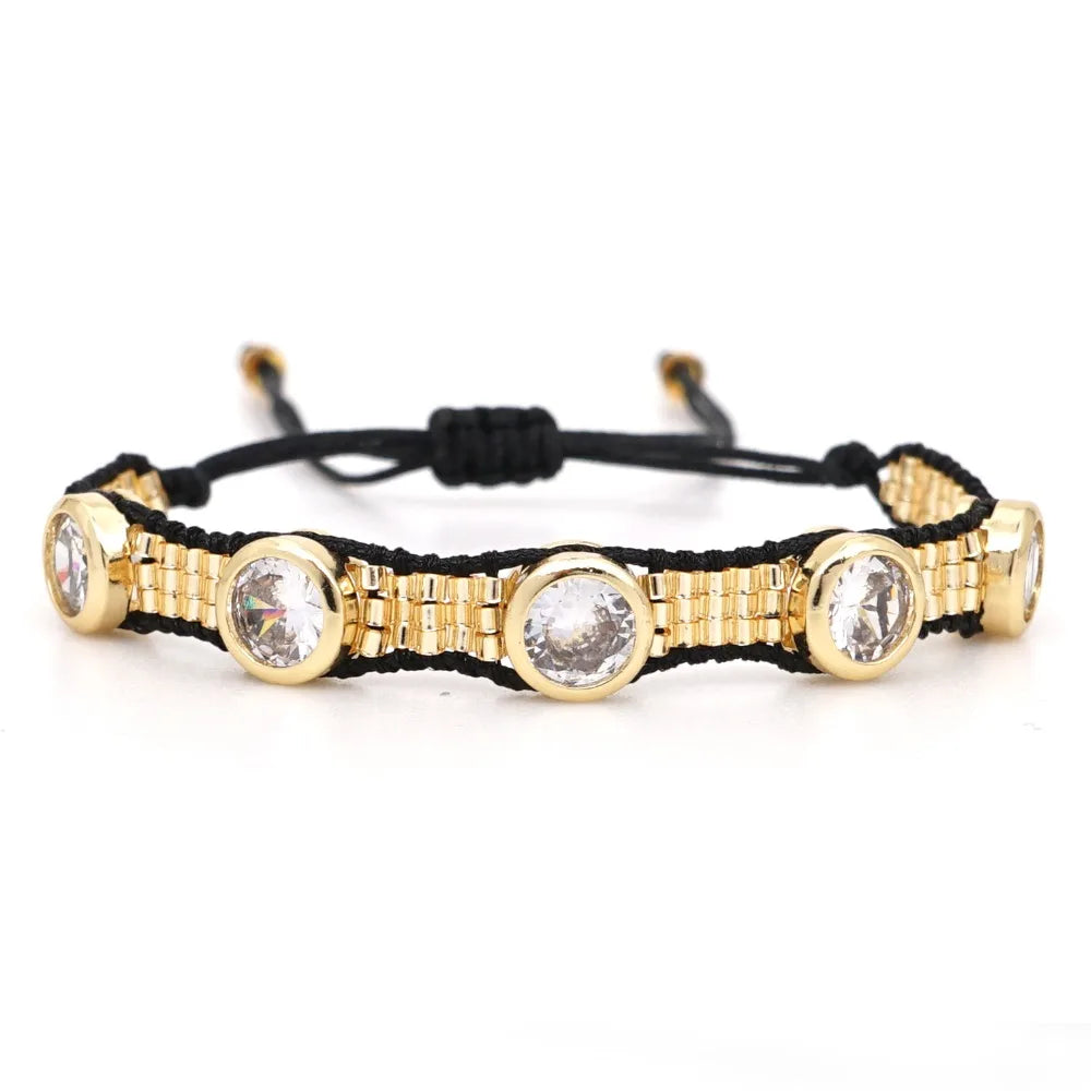 Miyuki Bracelet for Women Trendy Gold Color Bead Jewelry Rhinestone Pulseras Jewellery Adjustable Bracelets Friends Gift