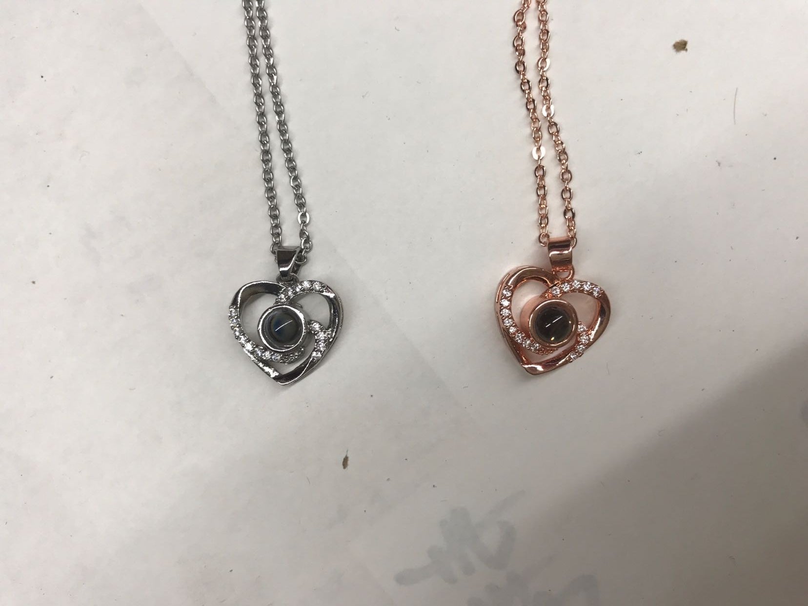 S925 Silver Romantic Colorful Photo Projection Necklace Heart Shaped Pendant Necklace