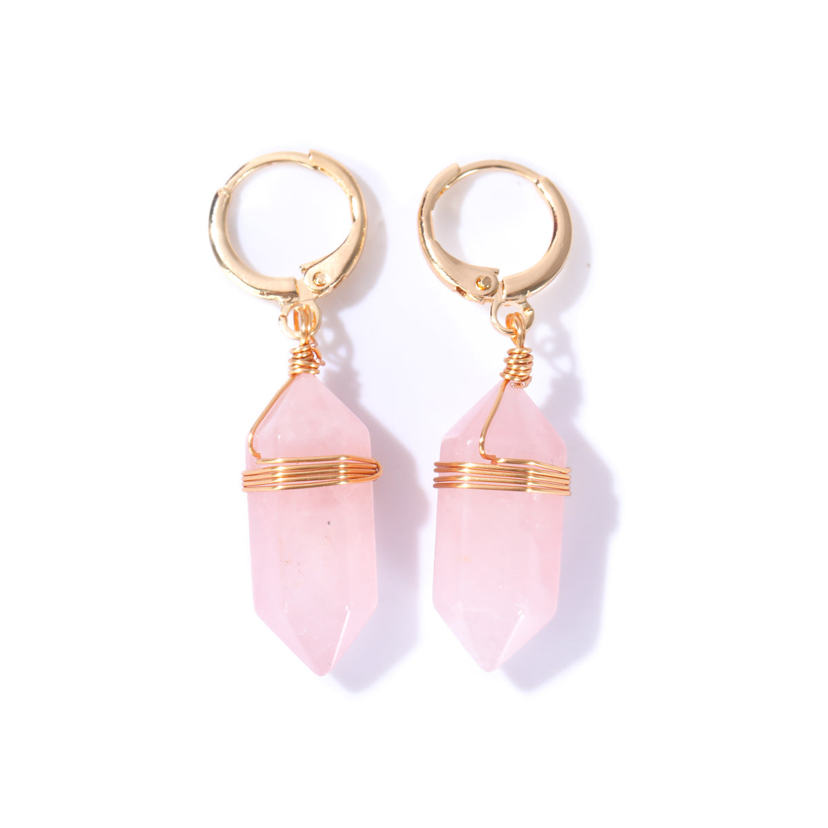 Boucles d'oreilles créoles bohèmes en cristal de quartz