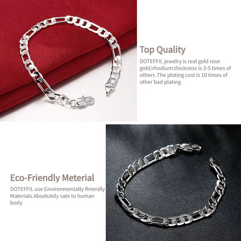 925 Sterling Silver 4Mm/6Mm Classic Man Women Bracelet for Wedding Engagement Party Fashion Jewelry